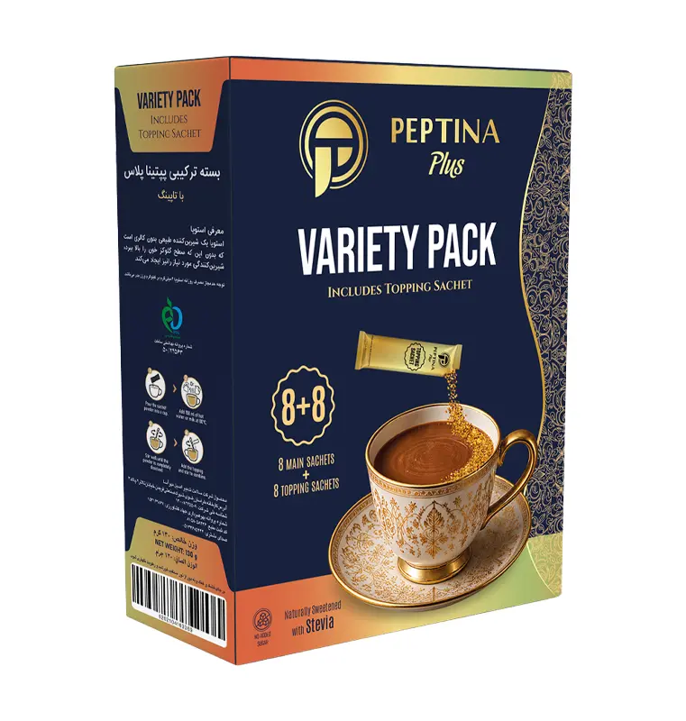 Peptina Plus - Variety Pack -6X Box - 12 x 15.5 x 4.5 cm - Mockup copy بسته ترکیبی پپتینا پلاس
